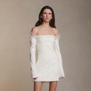 Danielle Frankel Lucy Mini Ivory Tulle Lace Wedding Dress Size 2